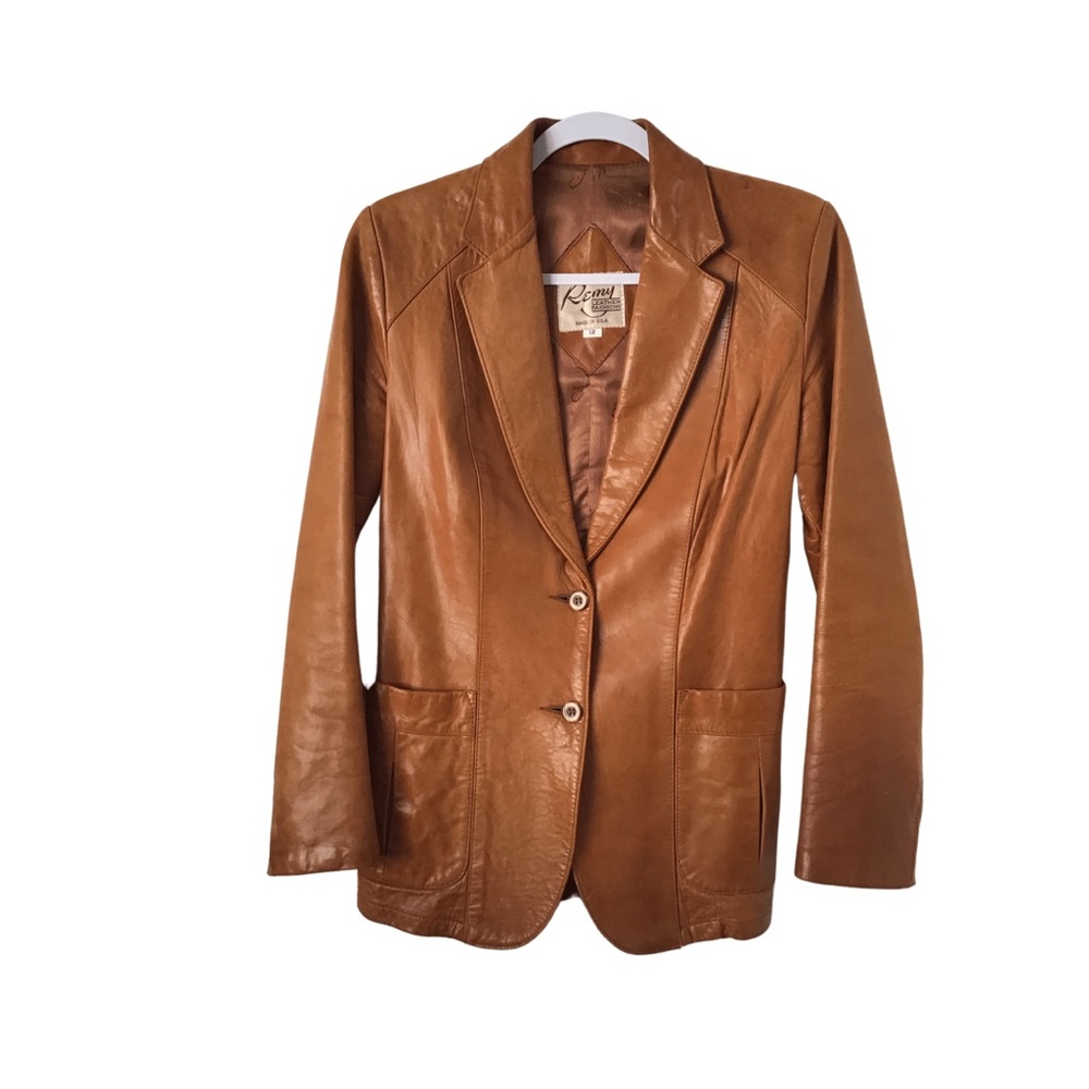 VINTAGE 70s Women’s Remy Leather Jacket Blazer